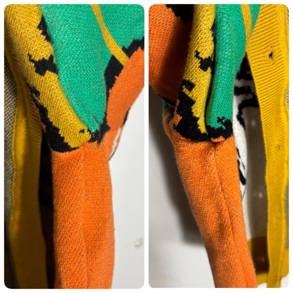 Abstract pop art face cropped collar sweater blouse with faux pearl button 1XL - Picture 4 of 6